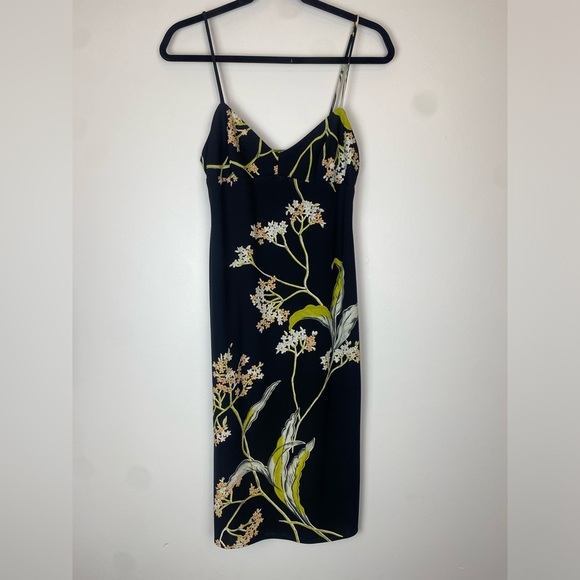 Vintage 90s BCBG Maxazria Black Floral Sweetheart Neckline Dress size 4 - Picture 3 of 7